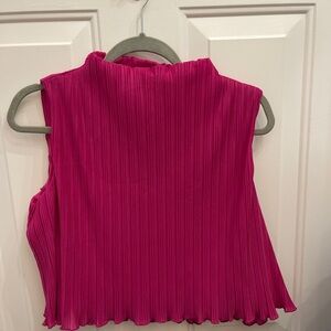 Lulu's Fuchsia Pleated Sleeveless Blouse